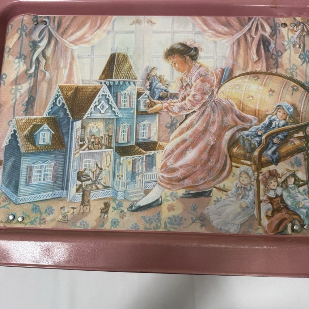 Metal Lap Tray Angela Trotta Thomas Art Girl Dollhouse Folding Legs 80's Vintage - Picture 2 of 15